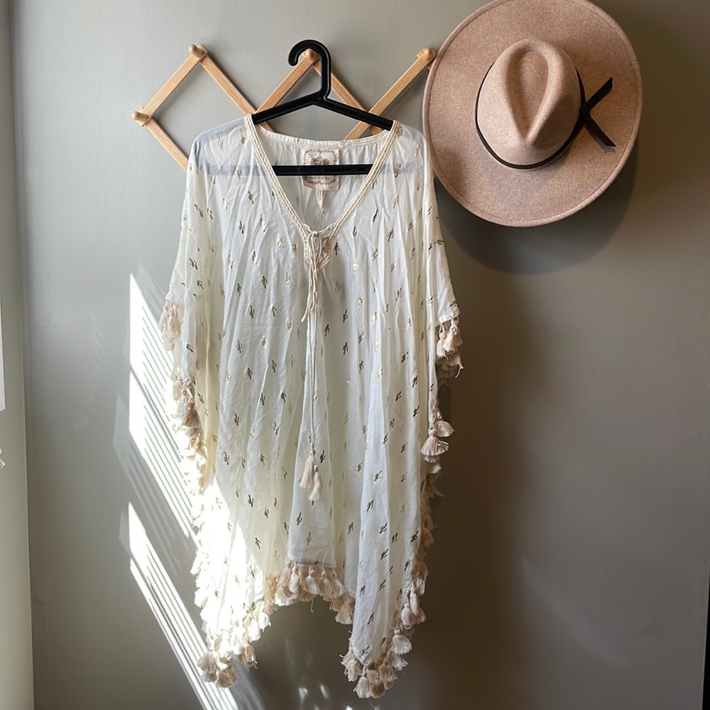 Z&L Europe Tassel Cactus Cream Swim/Beach Cover up